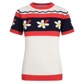 Women's vintage cotton knit crew-neck T-shirt