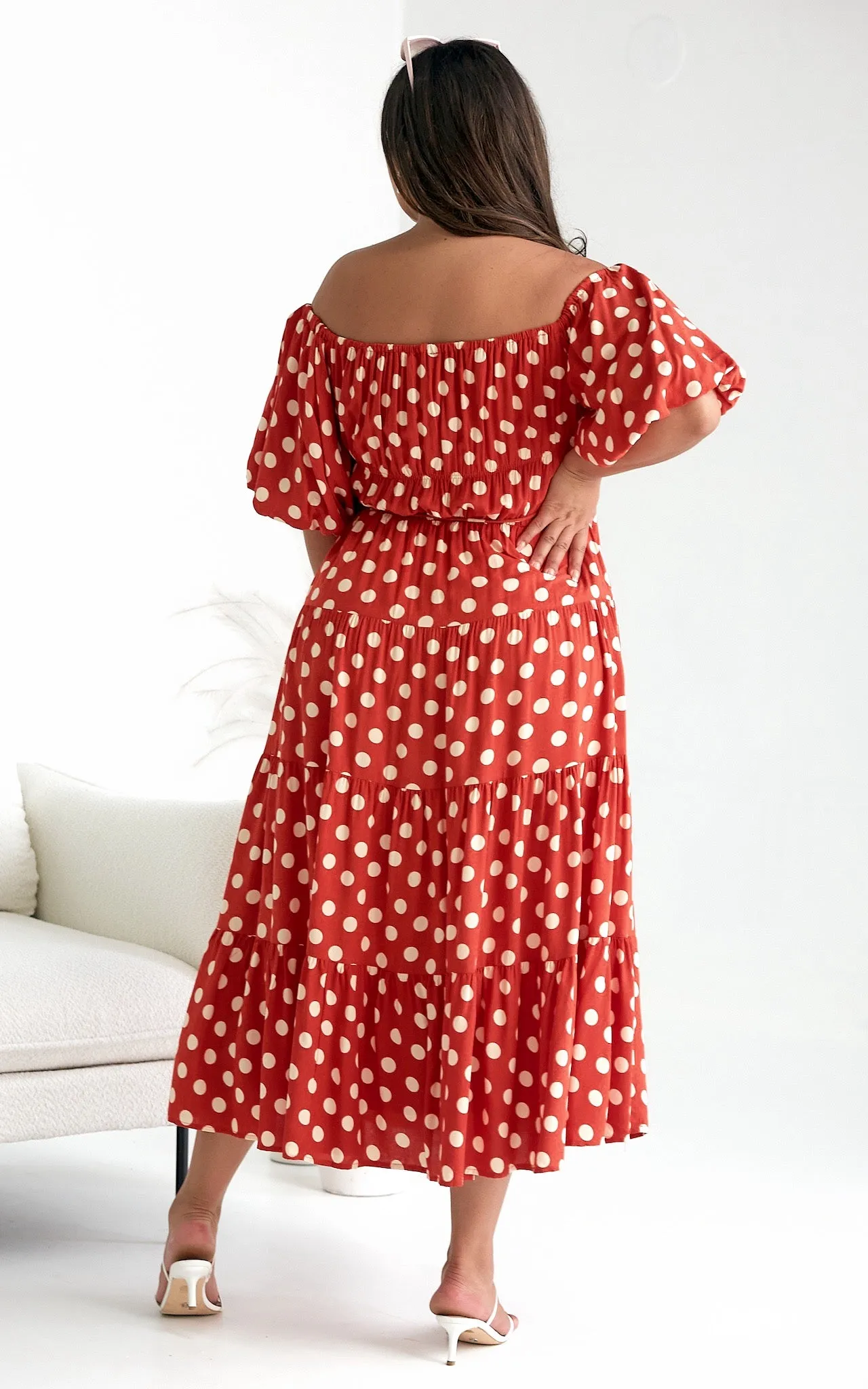 Zanetti Maxi Dress - Orange Polka