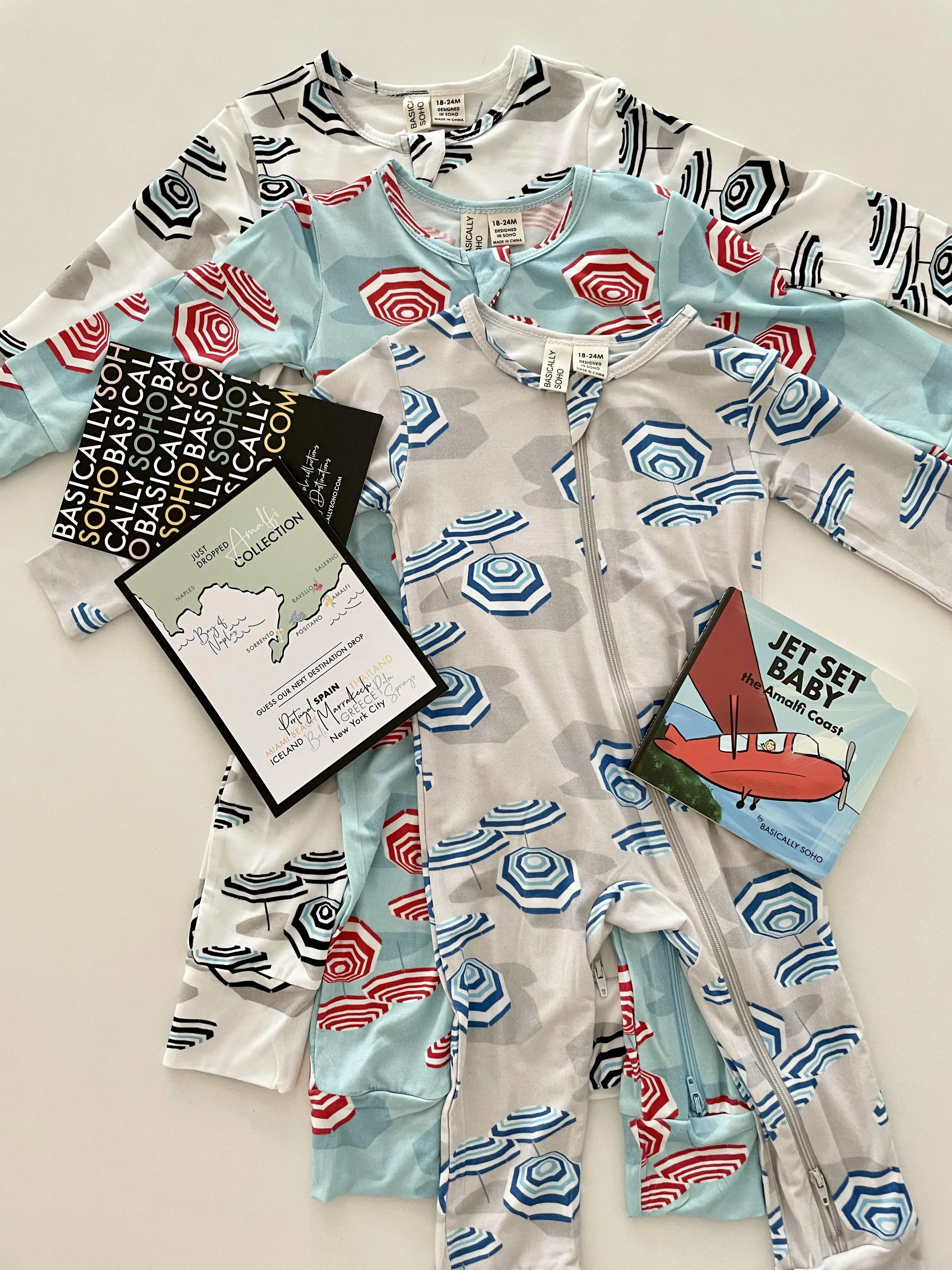 Zippered Romper in Beach Club Navy Gray