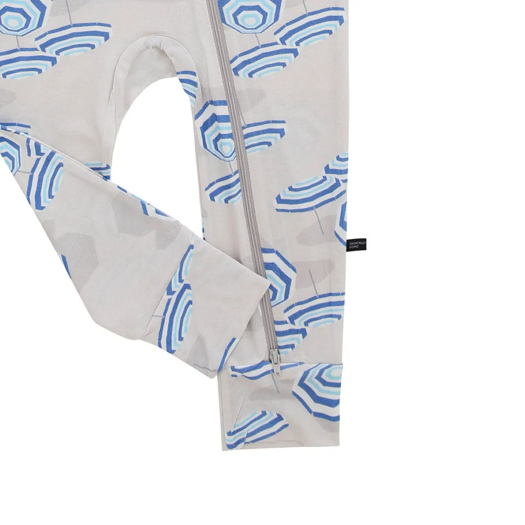 Zippered Romper in Beach Club Navy Gray