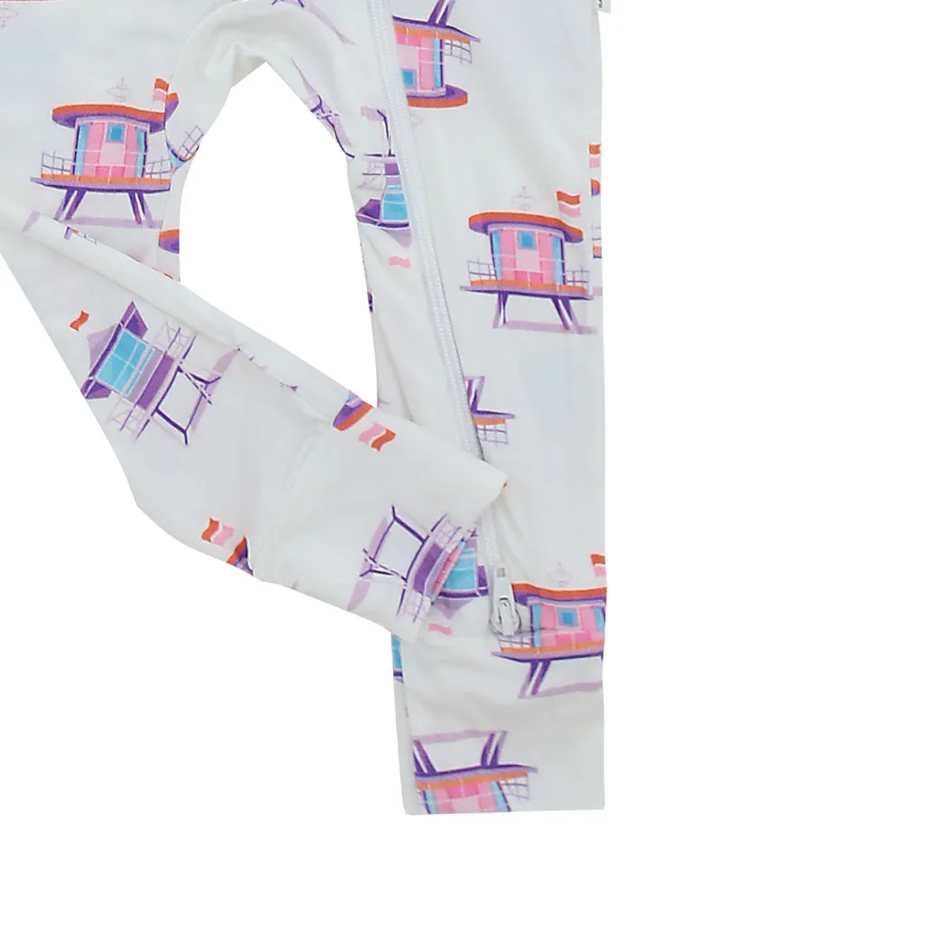 Zippered Romper in Beach Watch - Pink