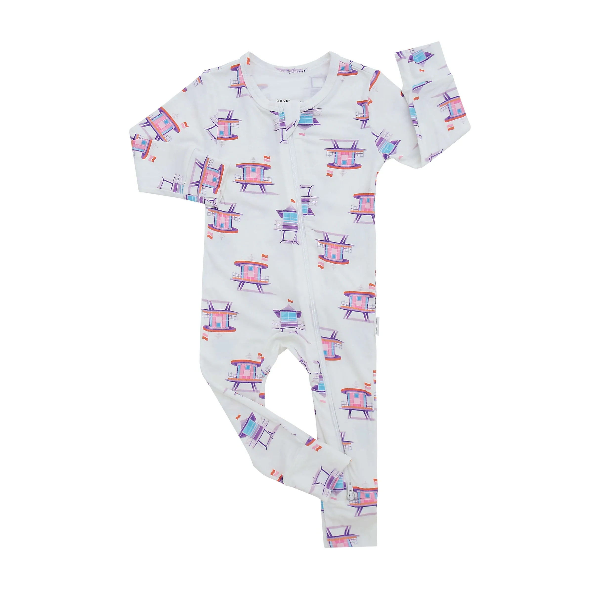 Zippered Romper in Beach Watch - Pink