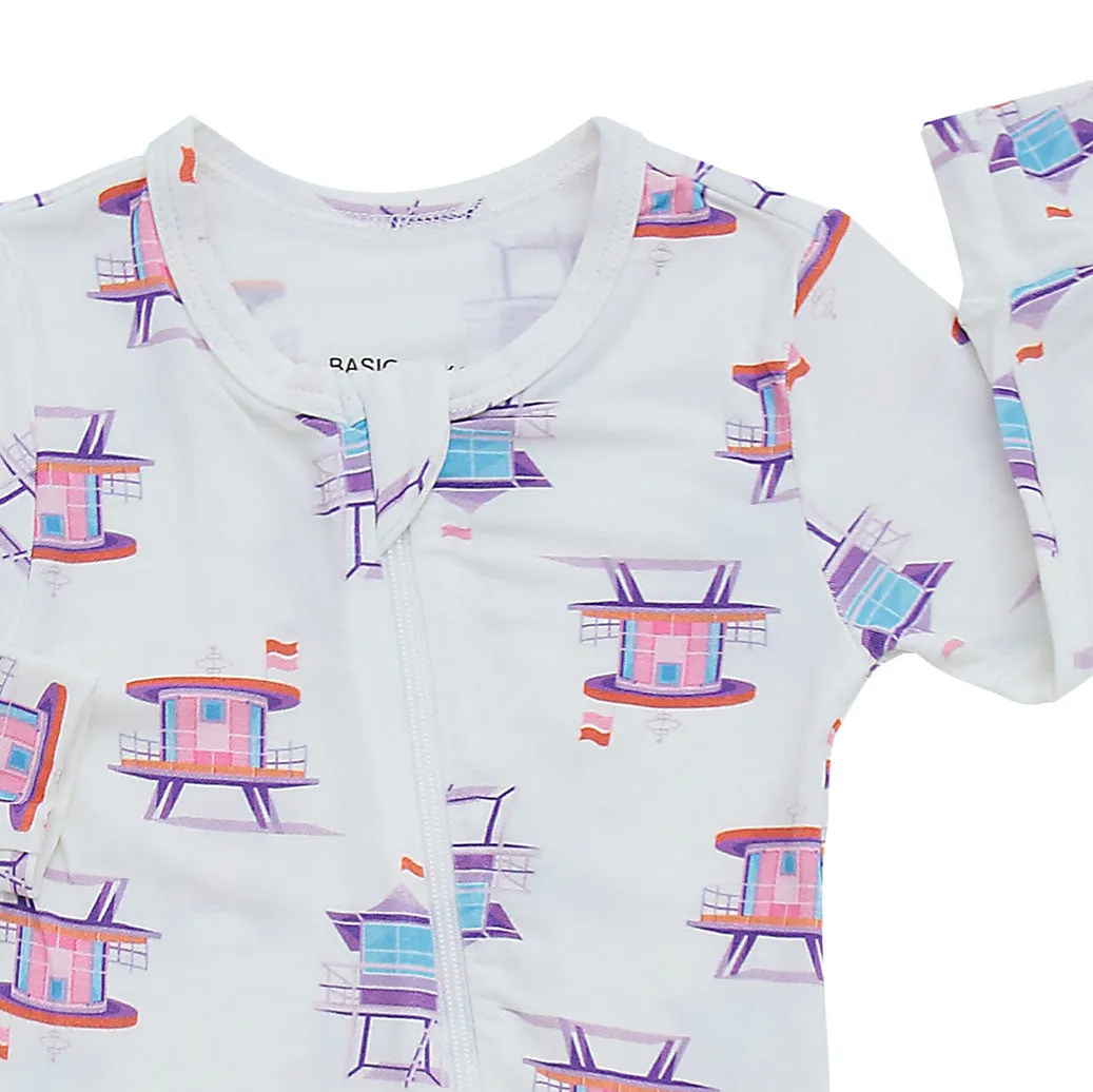 Zippered Romper in Beach Watch - Pink