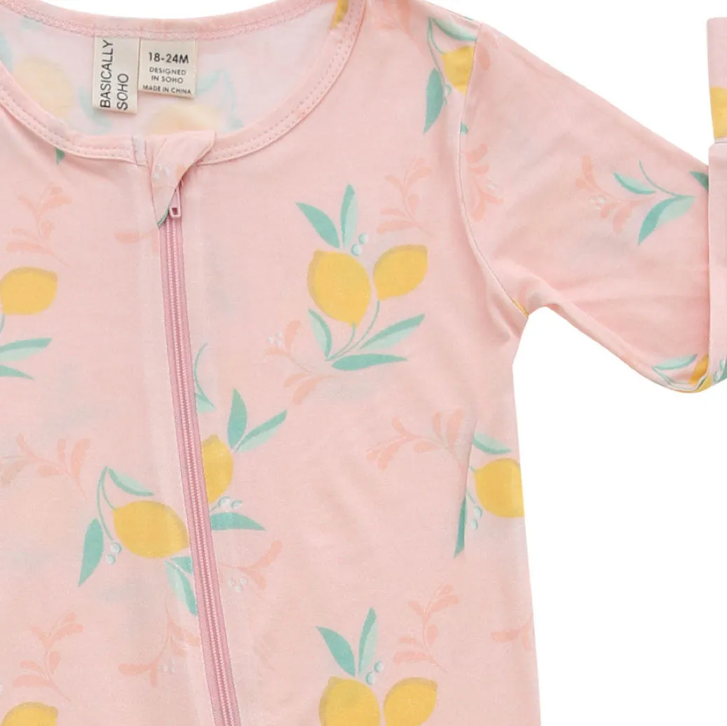 Zippered Romper in Citrus Blush