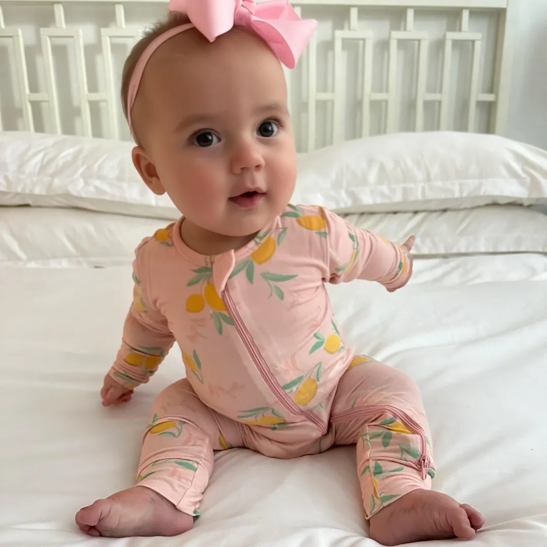 Zippered Romper in Citrus Blush