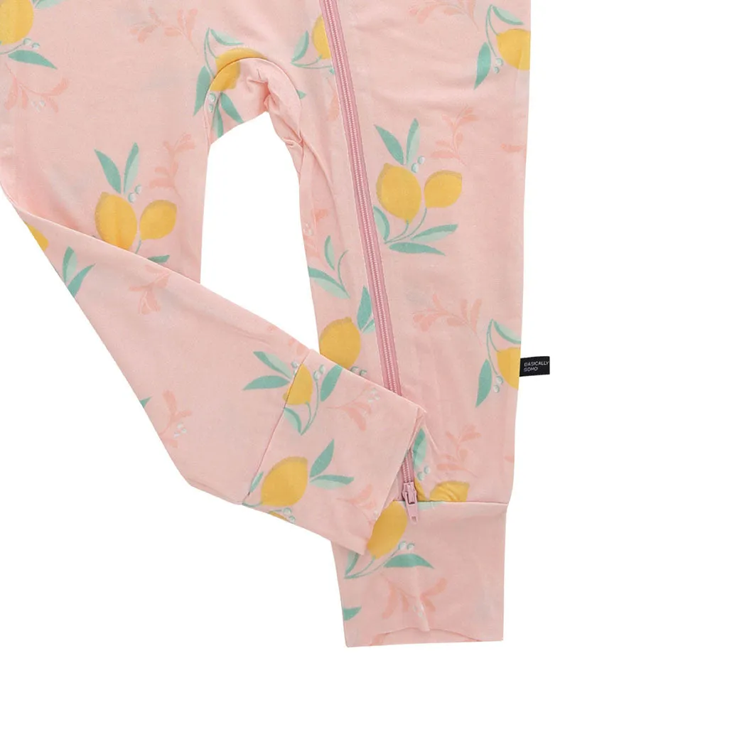 Zippered Romper in Citrus Blush