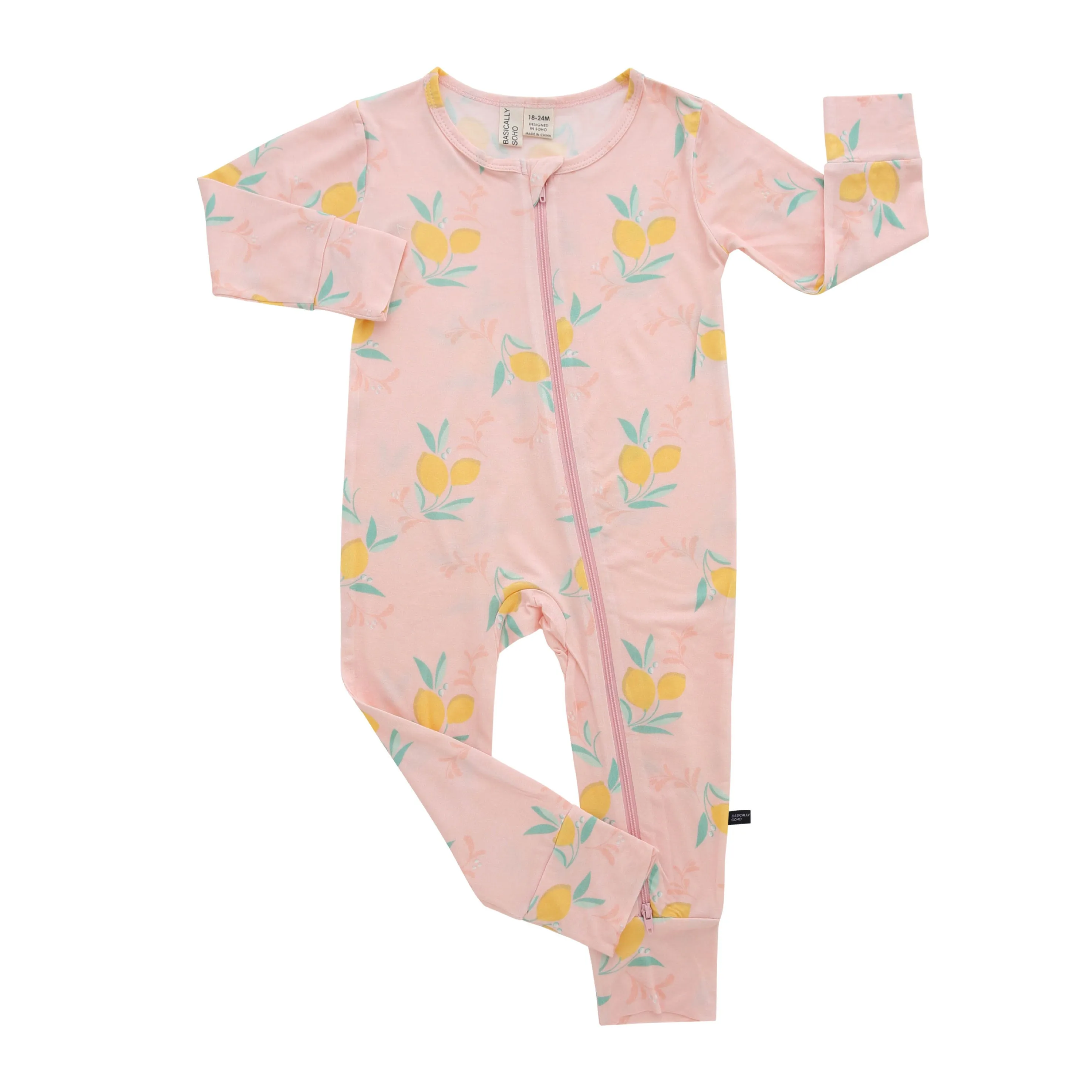 Zippered Romper in Citrus Blush