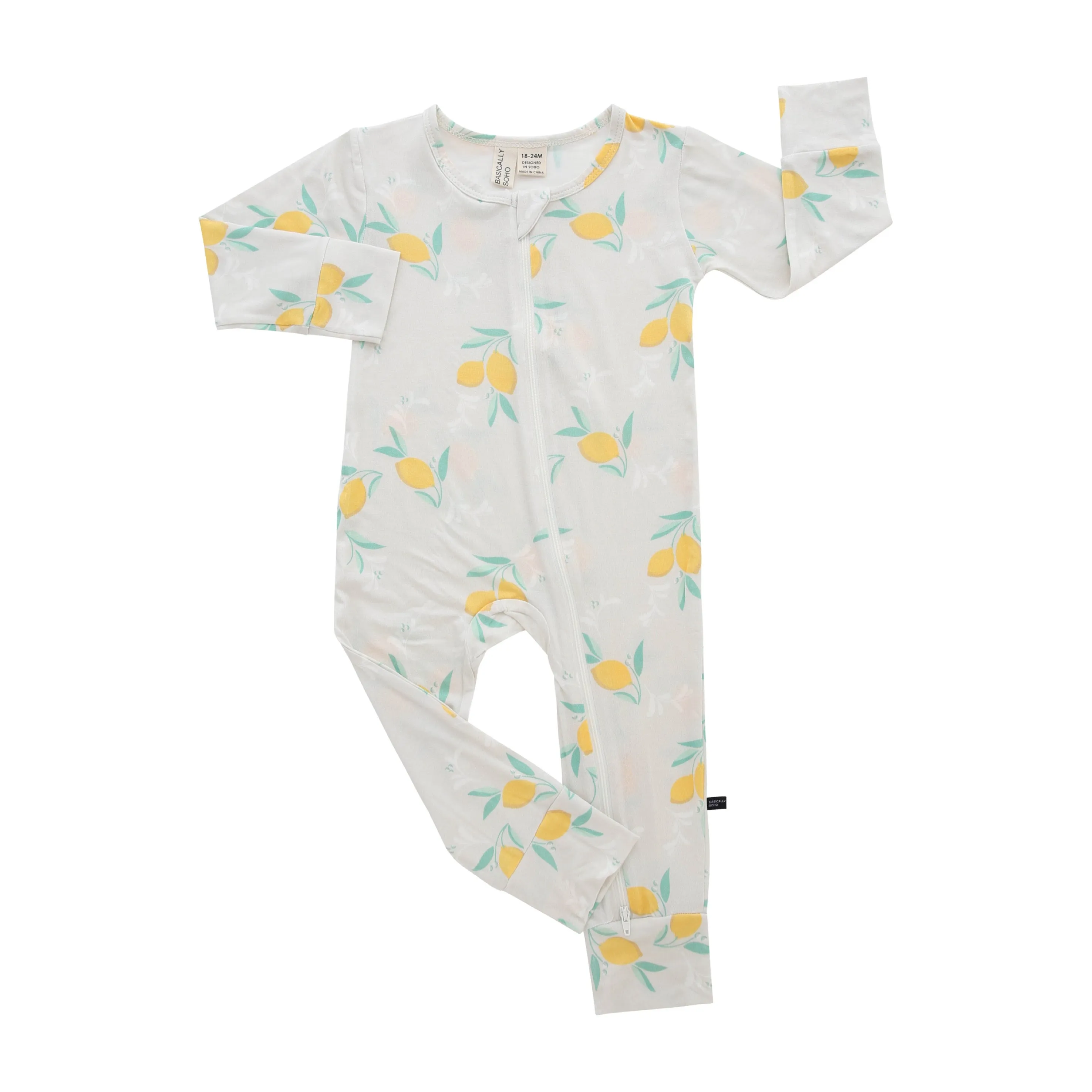 Zippered Romper in Citrus Gray