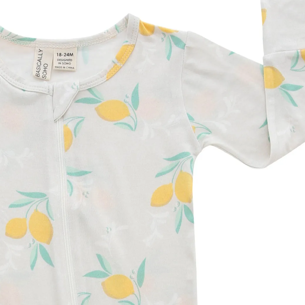 Zippered Romper in Citrus Gray