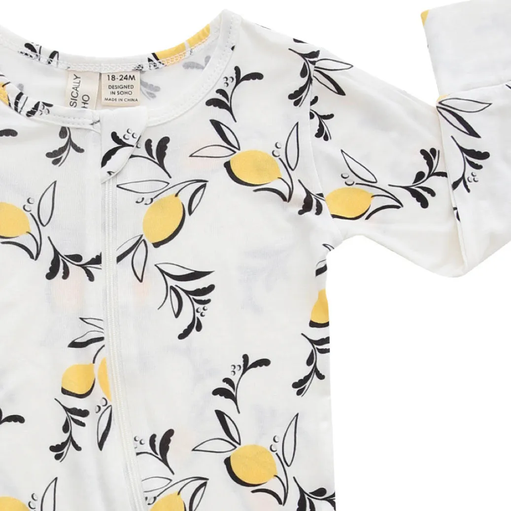 Zippered Romper in Citrus Signature