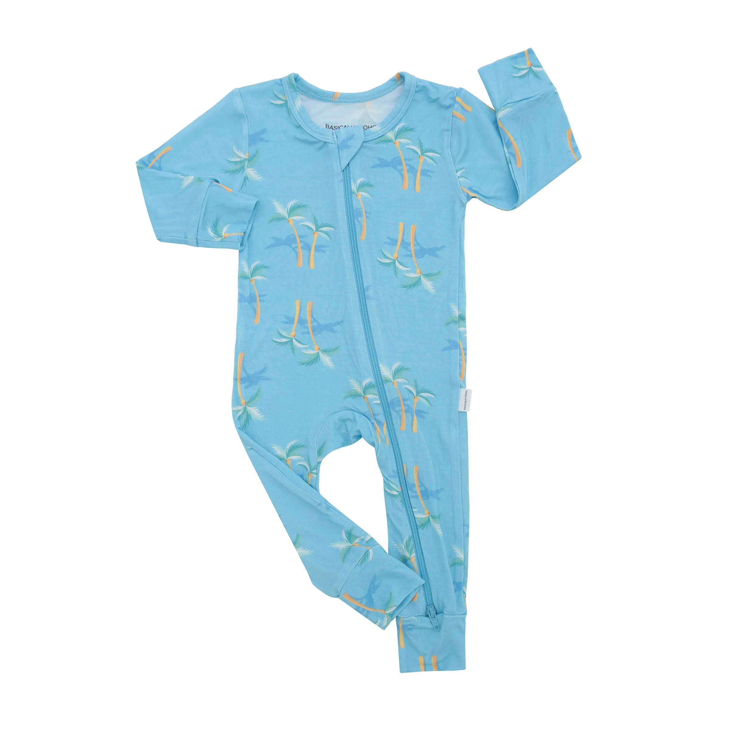 Zippered Romper in Palm - Blue