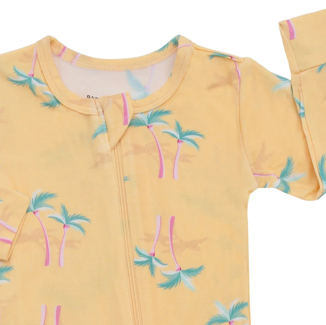 Zippered Romper in Palm - Yellow