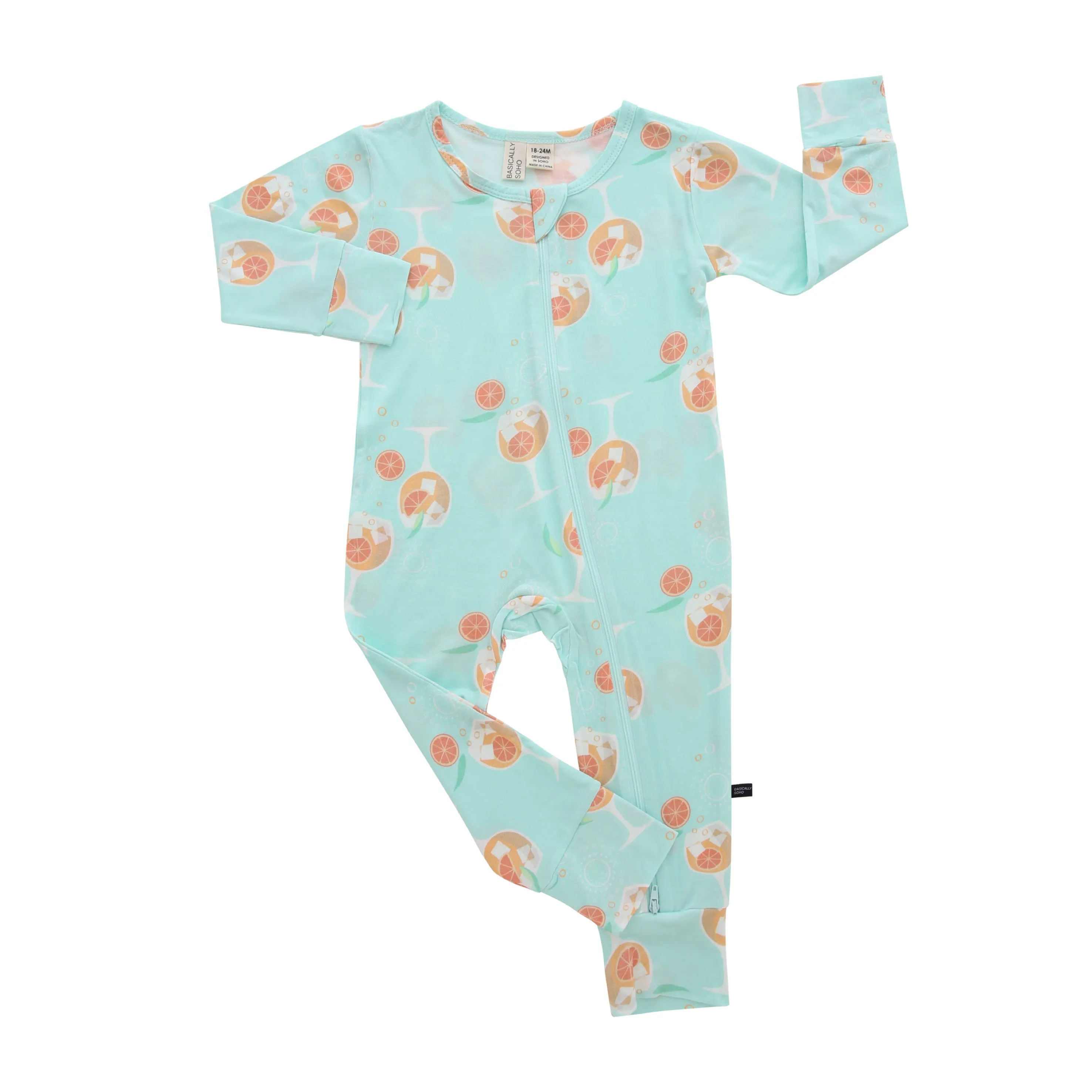 Zippered Romper in Spritz Seafoam Green