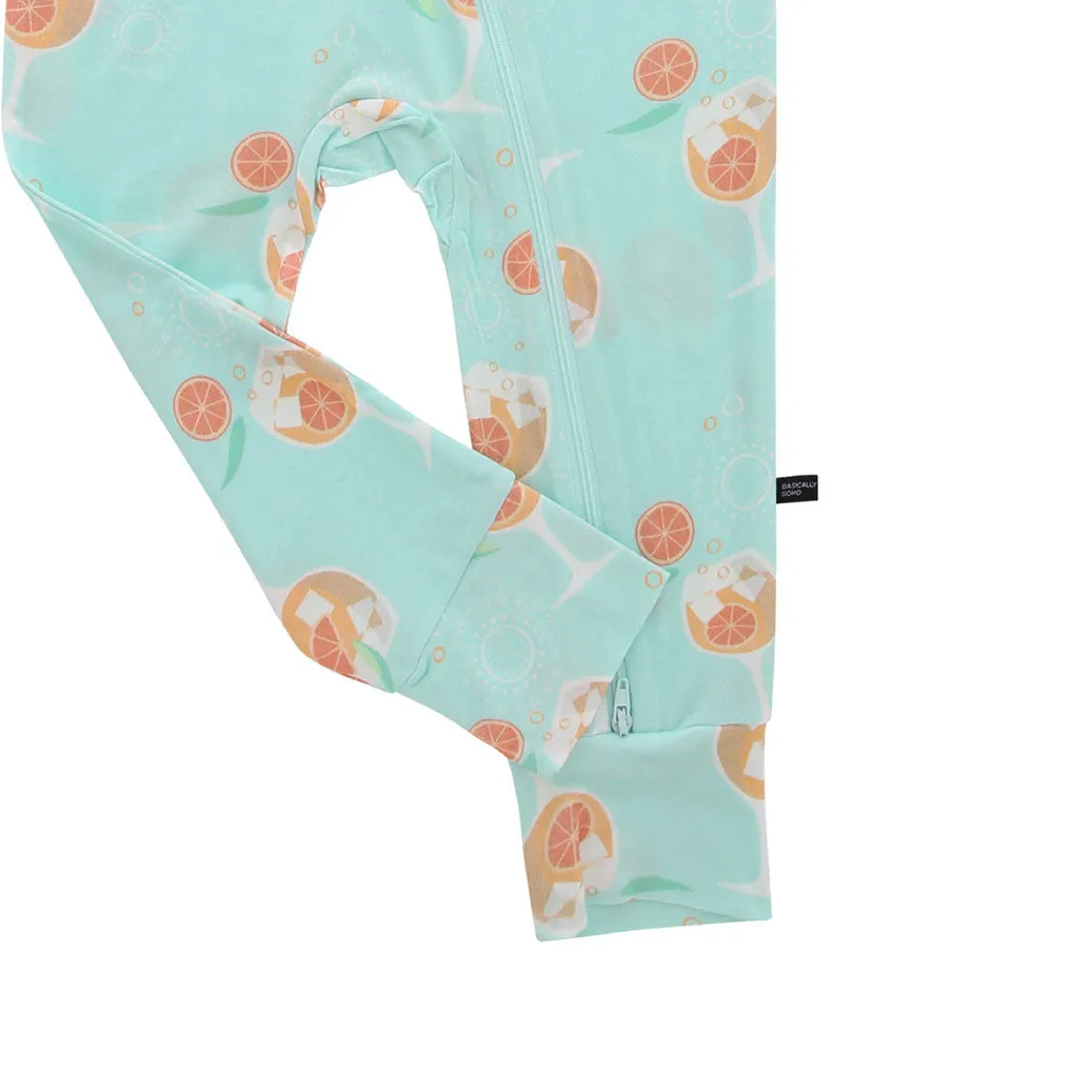 Zippered Romper in Spritz Seafoam Green