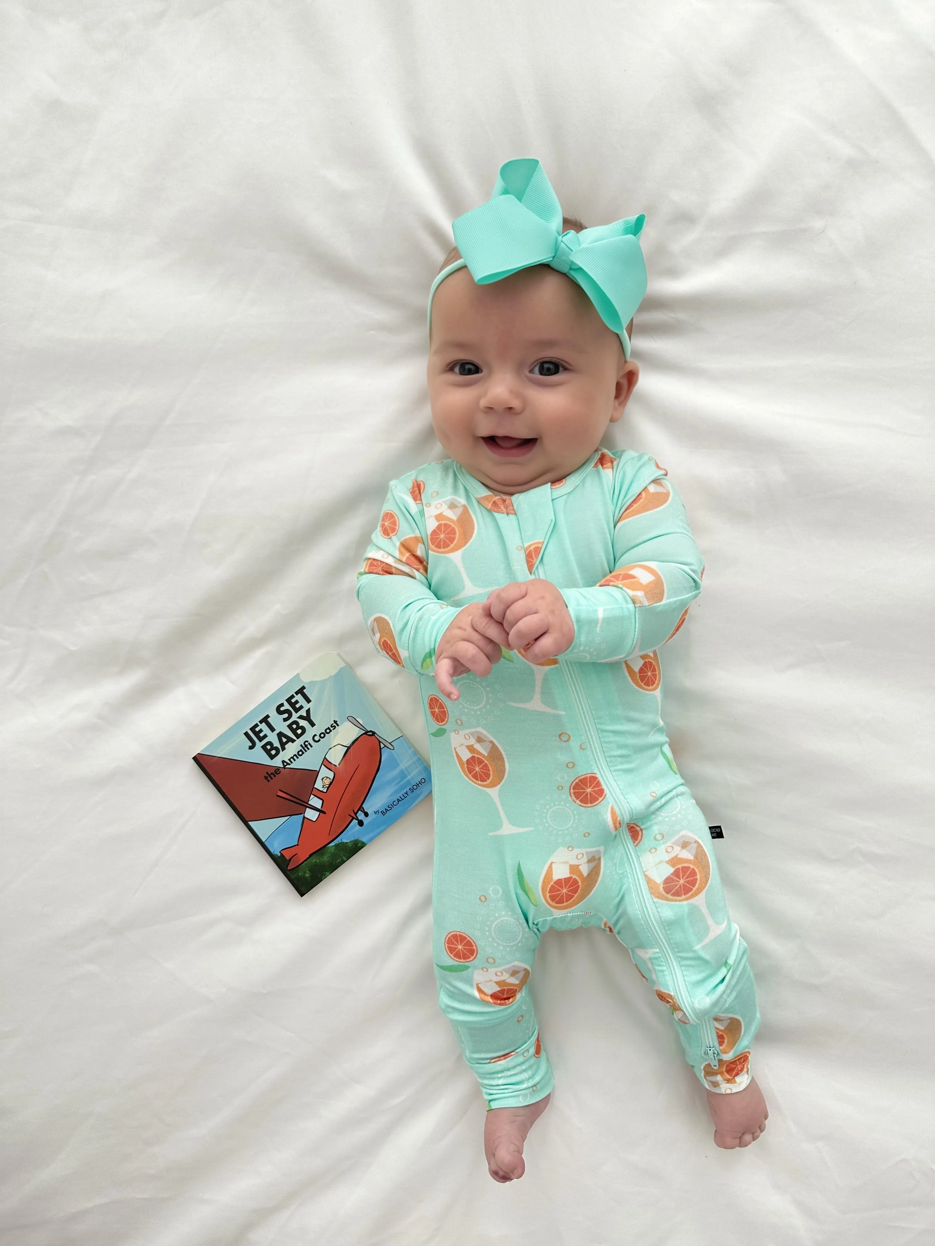 Zippered Romper in Spritz Seafoam Green